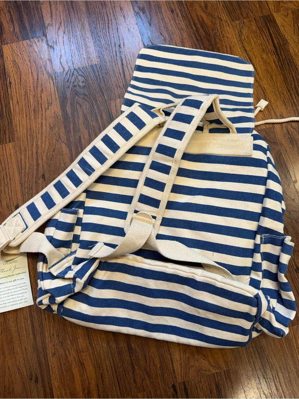 Canvas Striped Blue and Cream Backpack